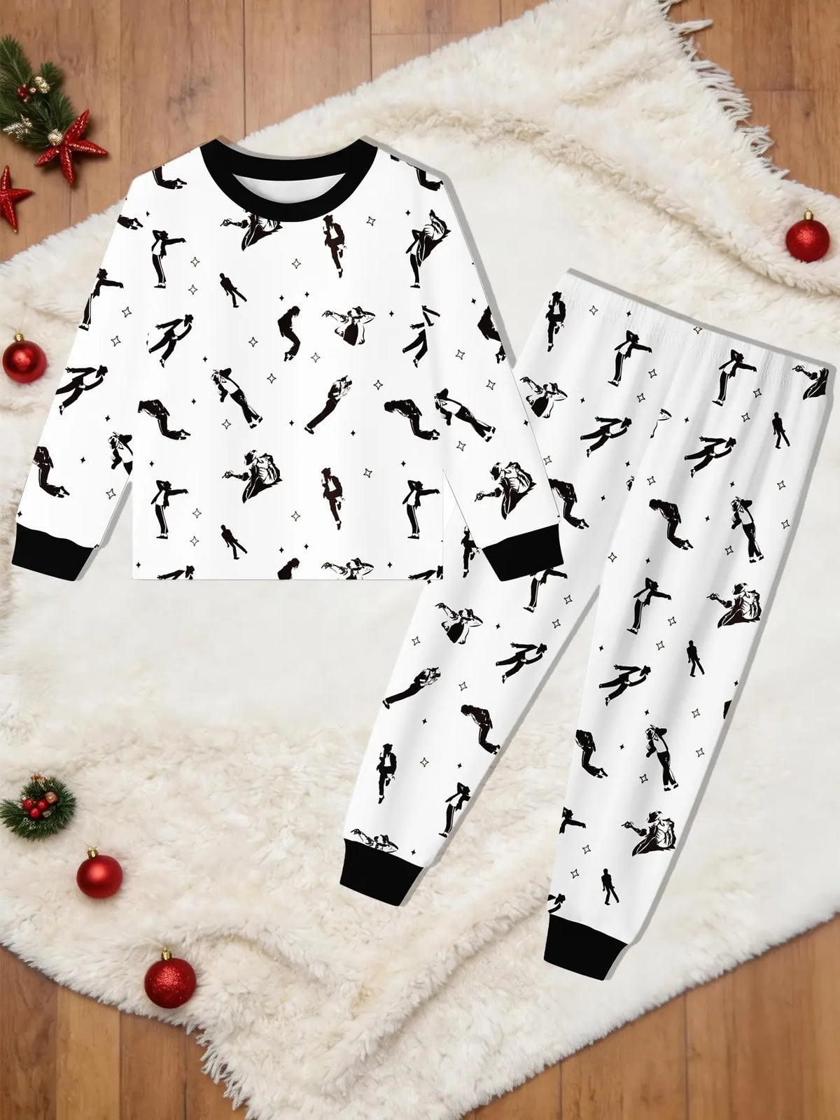 Kids' Ghost Print Long Sleeve Pajama Set Soft Sleepwear