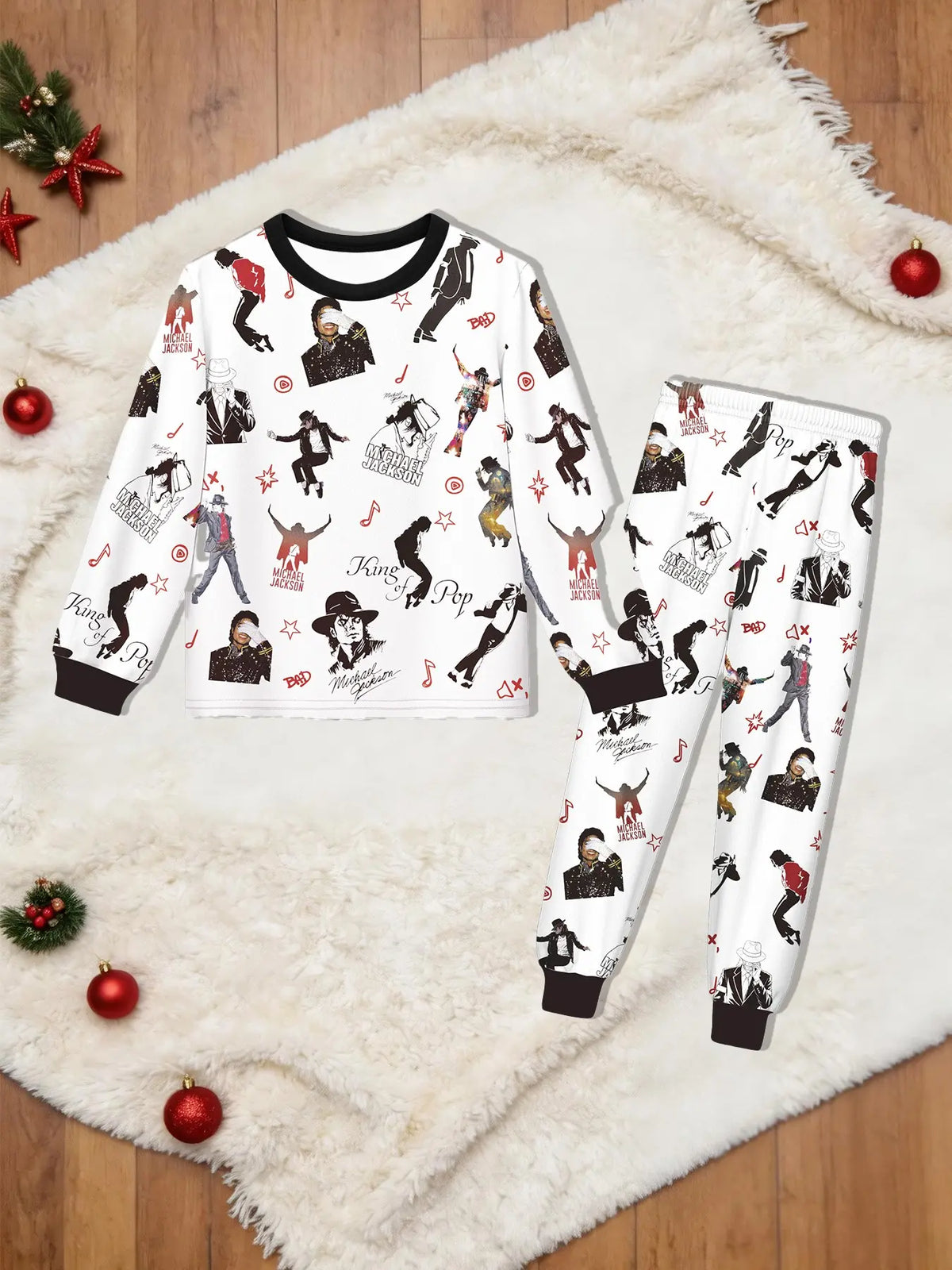 Kids' Ghost Print Long Sleeve Pajama Set Soft Sleepwear