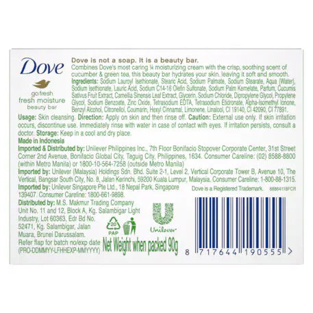 Dove Beauty Bar Moisturizing Cleanser Soap 90g 12-Pack