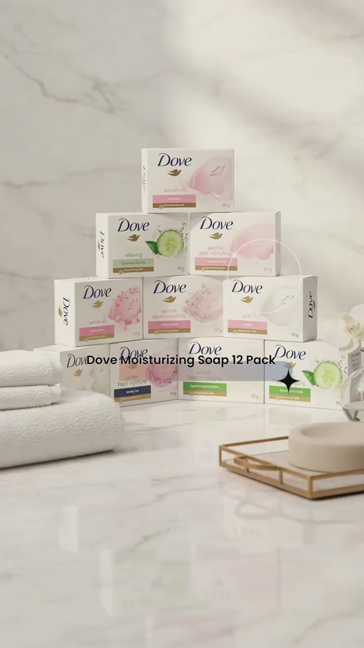 Dove Beauty Bar Moisturizing Cleanser Soap 90g 12-Pack